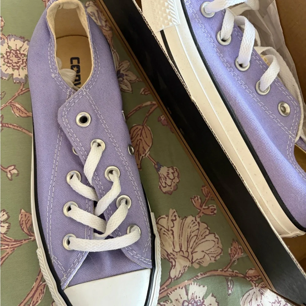 Converse Low Top Canvas Sneakers in Light Purple and White - Picture 2 of 4